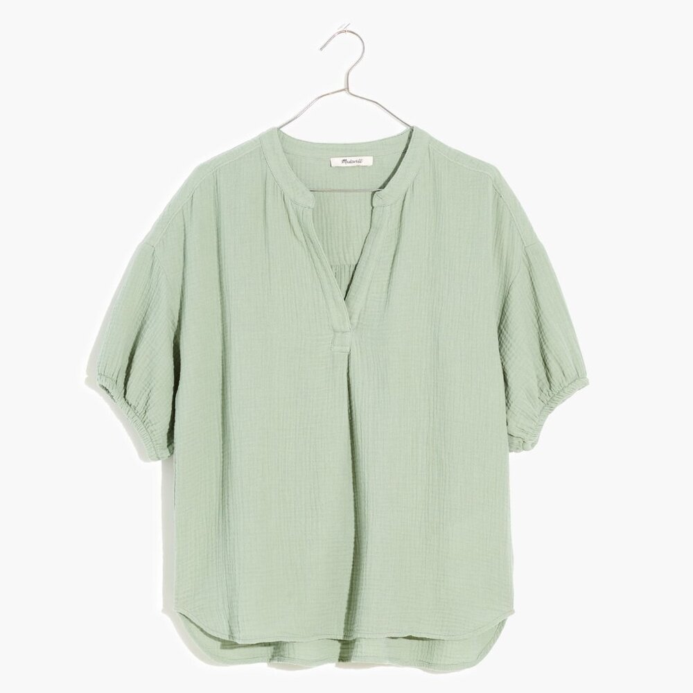 Madewell Lightspun Bubble-Sleeve Popover Shirt